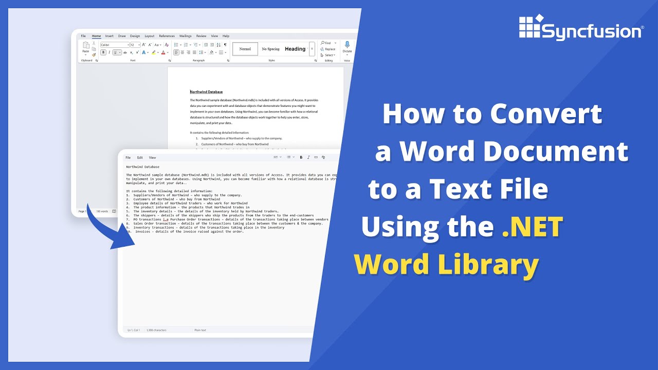 Преобразуйте документ Word в текстовый файл с помощью библиотеки Word для .NET.