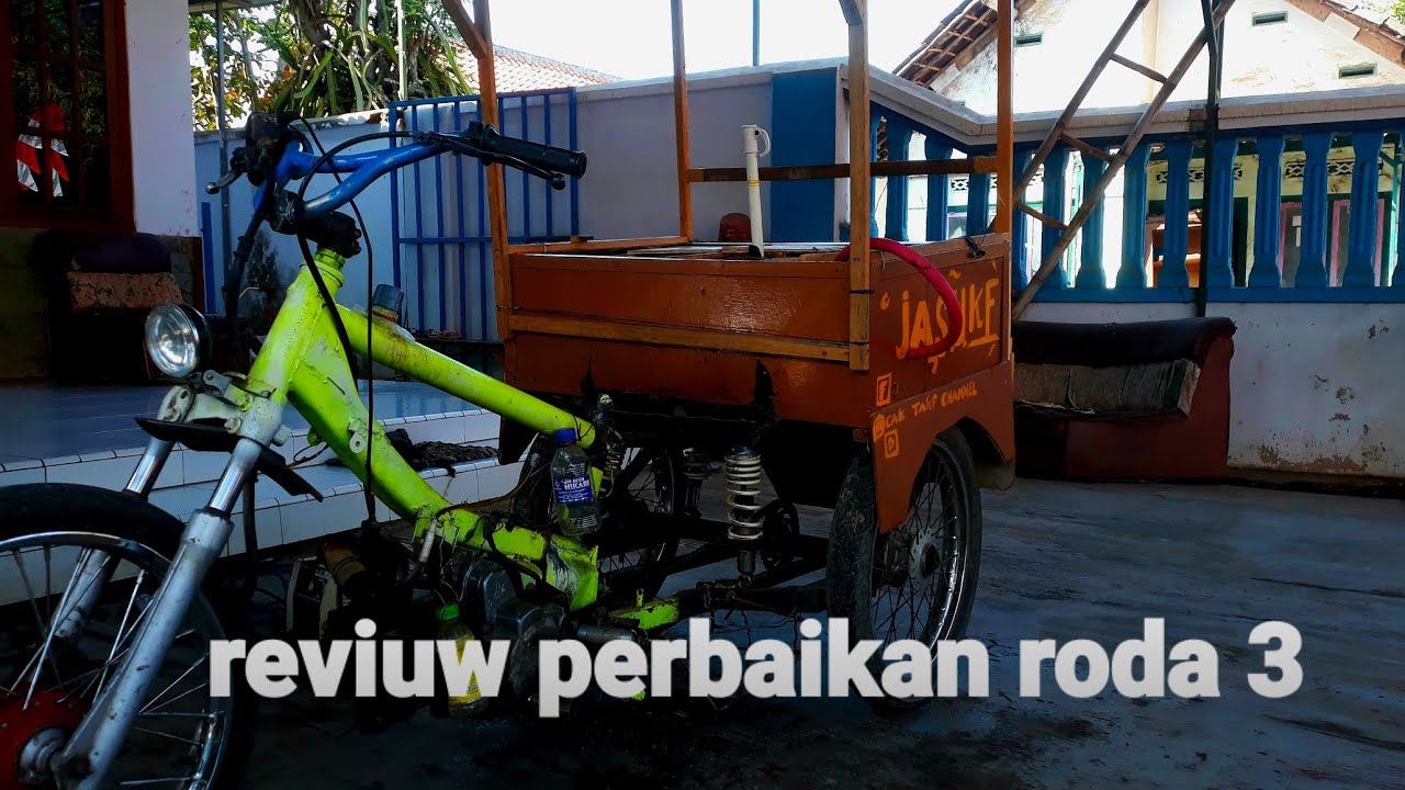 REVIUW perbaikan roda 3 || bot jualan unik @caktarifchannel #vlog #gerobakunik #gerobakjualan