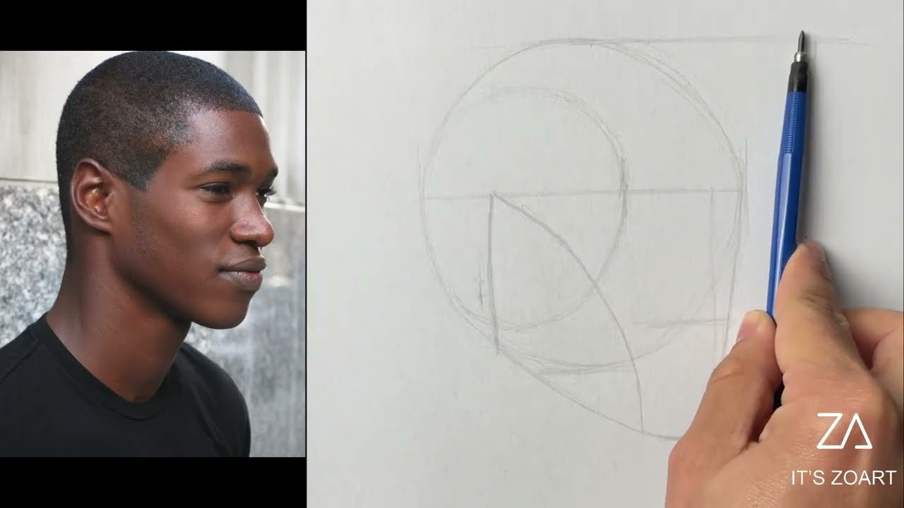 رسم بورتريه 3/4 جانبي | Portrait Drawing 3/4 Side View | Loomis Method