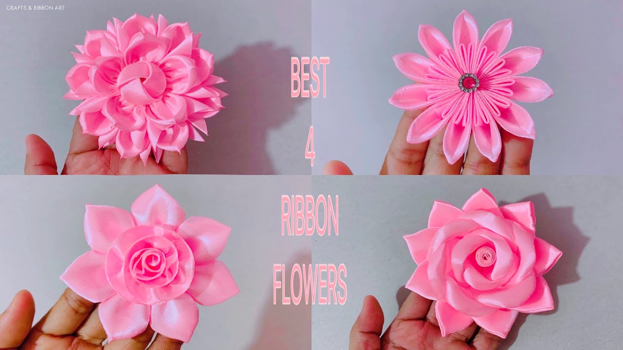 Easy flower bouquet making tutorial | Best 4 Beautiful Ribbon Flower Making Idea | DIY Crafts