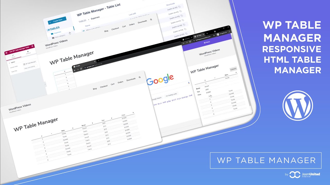 WordPress responsive HTML table manager
