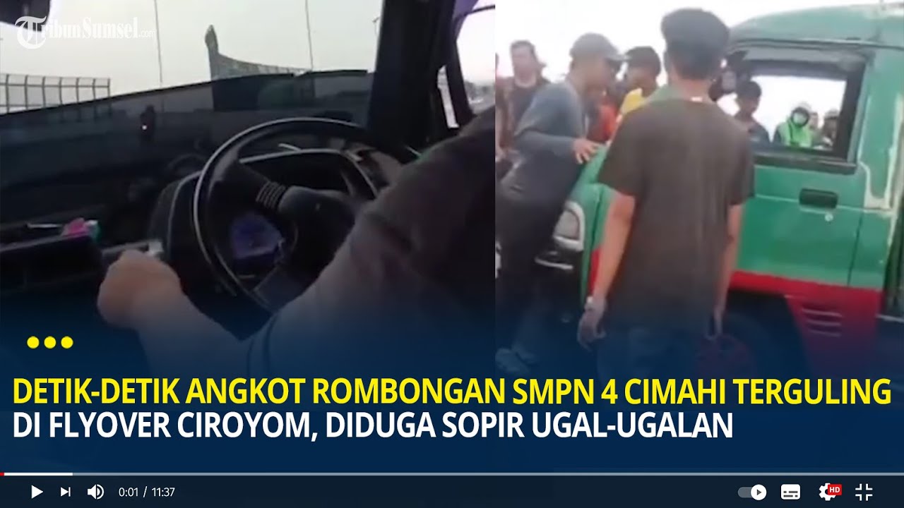 Detik-detik Angkot Rombongan SMPN 4 Cimahi Terguling di Flyover Ciroyom, Diduga Sopir Ugal-ugalan
