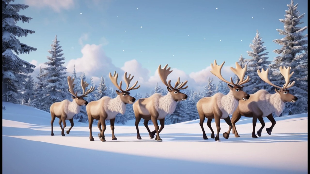 Five Little Caribou Trek Trek Trek | Arctic Adventure & Counting Song for Kids