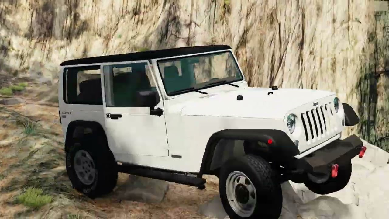 Destruí o jipe ibishu hoper branco na trilha off road sem tração 4x4 BeamNG drive