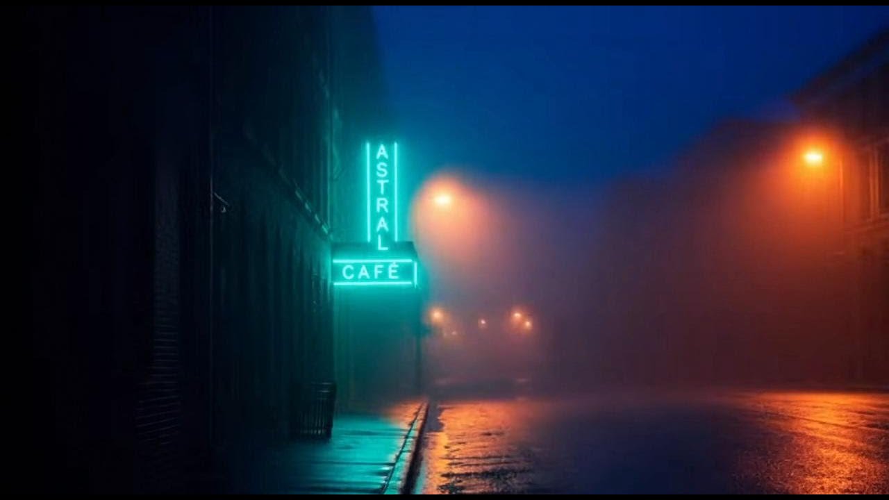 Cyberpunk foggy city night