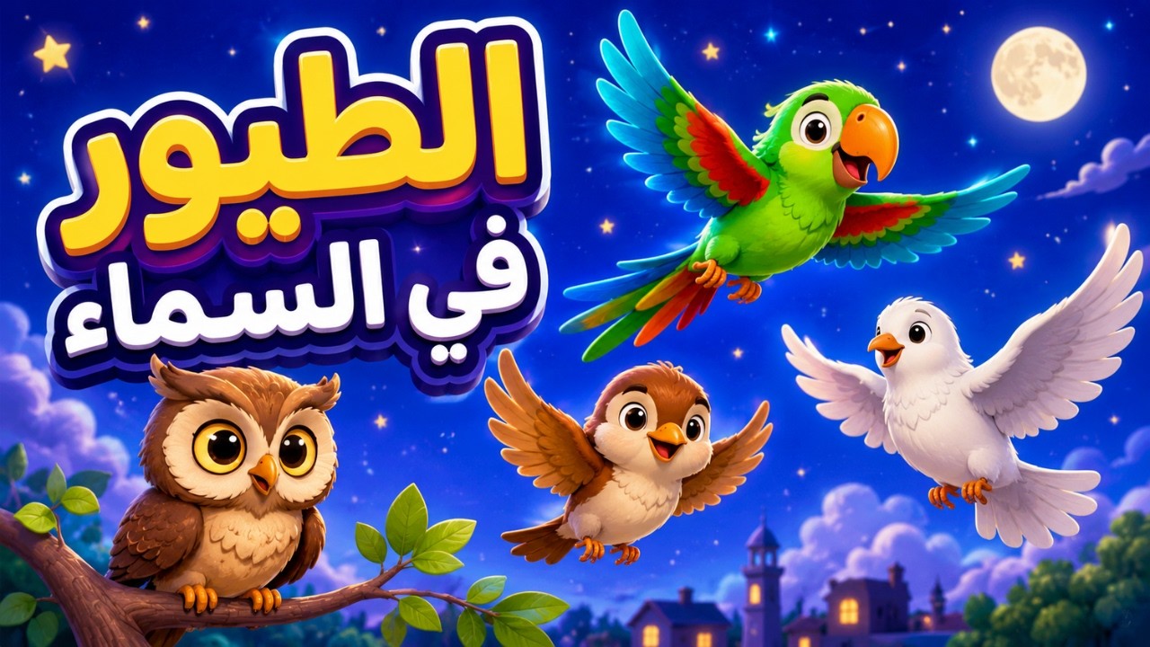 أغنية الطيور في السماء   أنشودة أطفال عن البومة والببغاء والعصفور والحمام  Cartoonic94 العربية
