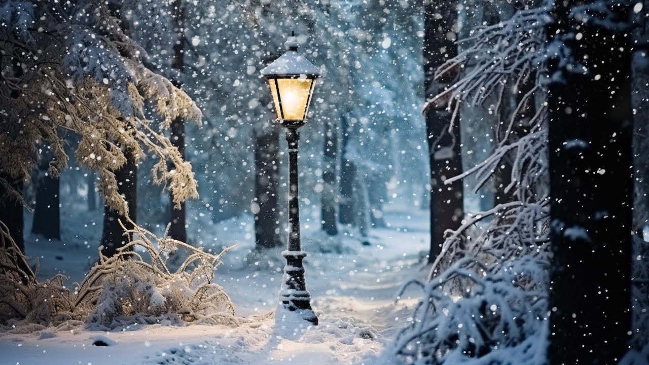 Narnia Lamp Post Ambience ❄️ Snowfall, Nature Sounds in the Winter Forest