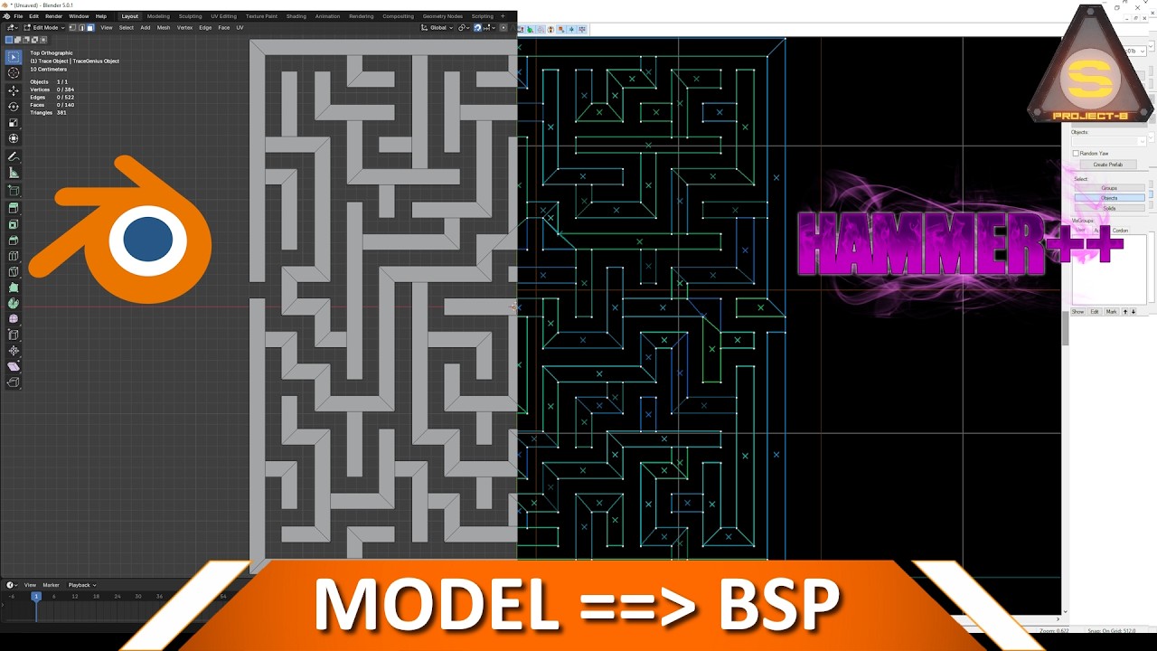 Быстрое превращение моделей из BLENDER в BSP геометрию для Hammer Editor