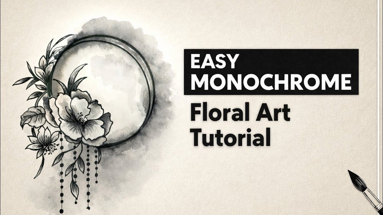 You Won’t Believe This Black & White Floral Painting 😍 | Easy Monochrome Art Tutorial#Floralart