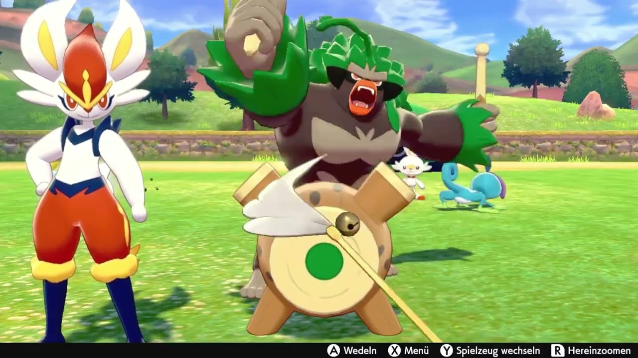 Pokémon Sword/Shield - Playing Feather Wand with Gortrom / Rillaboom