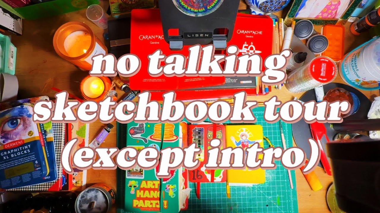 🔇no talking, relaxing jazz and rainy afternoon sketchbook tour📚