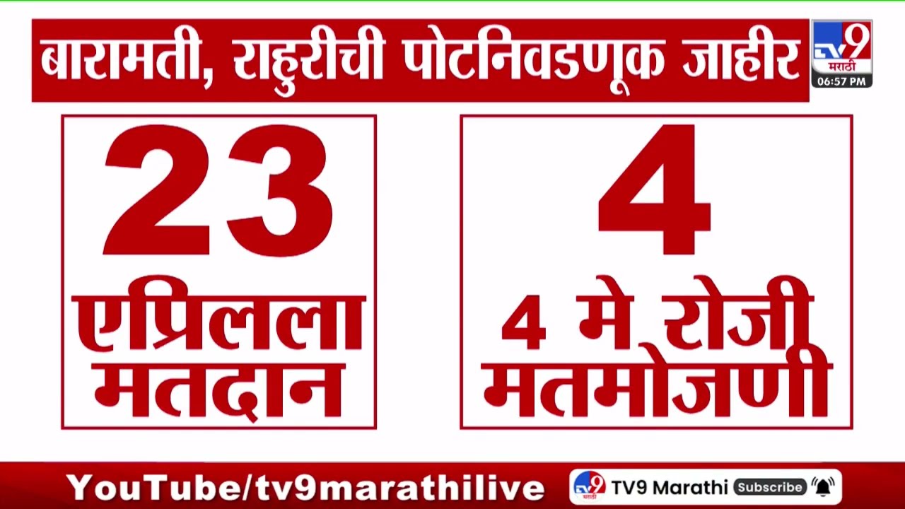 Election update 2026 | Baramati, राहुरीची पोटनिवडणूक जाहीर ; 23 एप्रिलला मतदान