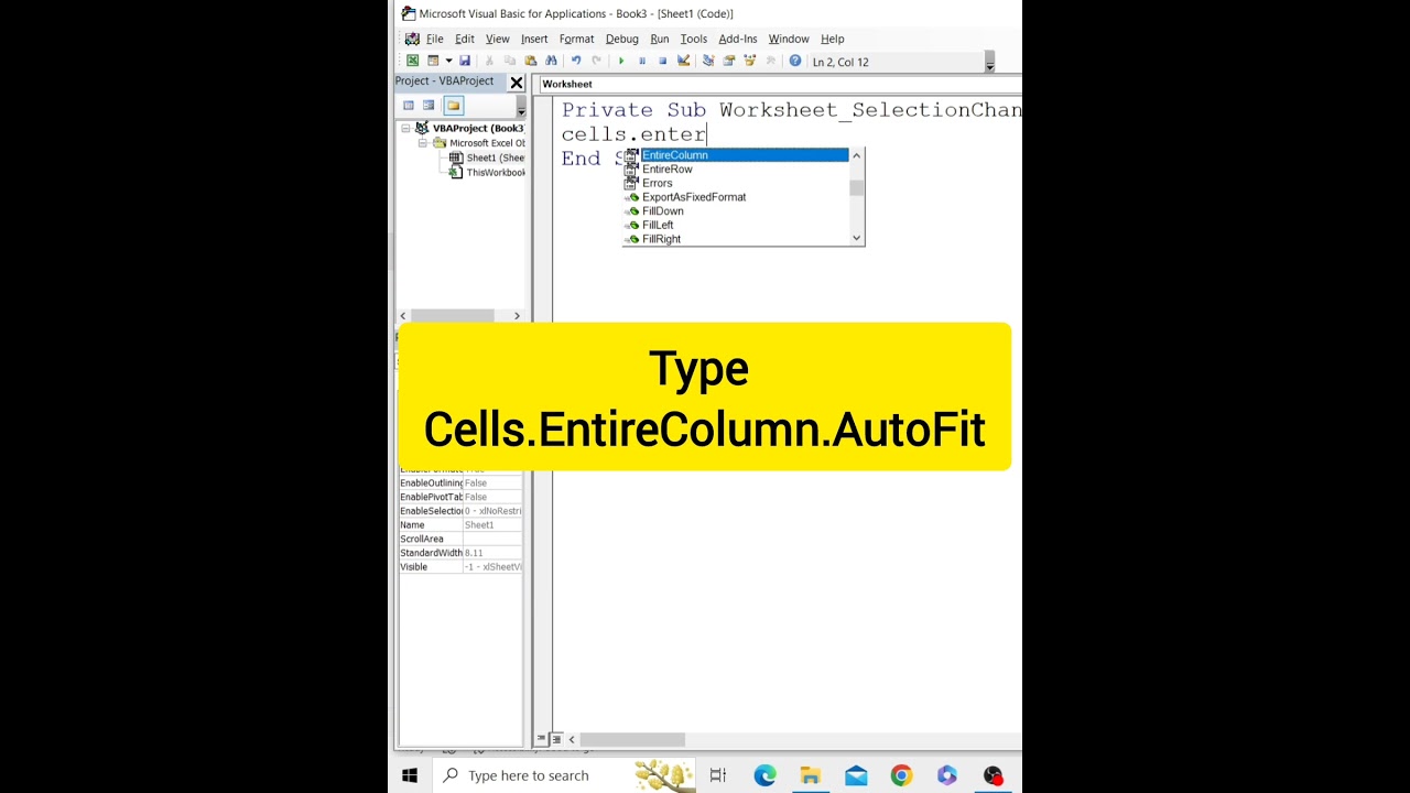 Autofit Column in Excel with VBA Code 