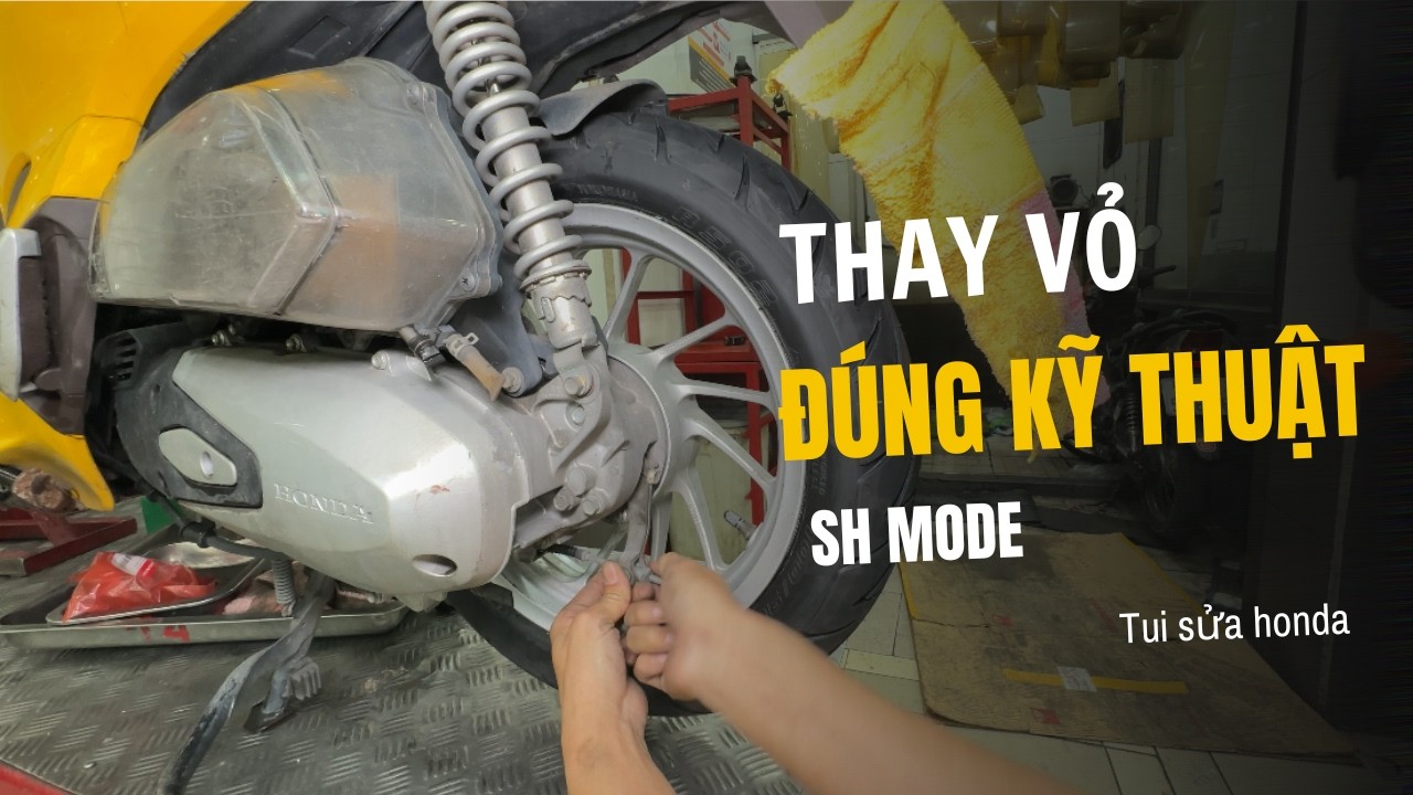 Thay cặp vỏ cho  SH mode vàng chơi tết #tuisuahonda #shmode #voxemay