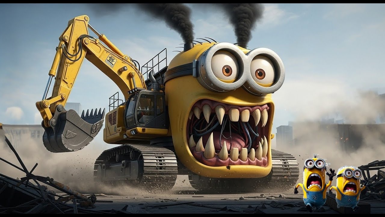 Superhero Cat Tom vs. Excavator Minion – Epic Final Battle in the City
