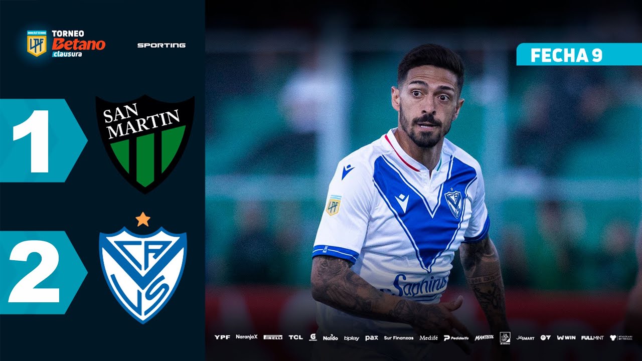 SAN MART&Iacute;N (SJ) 1 - 2 V&Eacute;LEZ | Resumen del partido | #TorneoBetano Clausura 2025