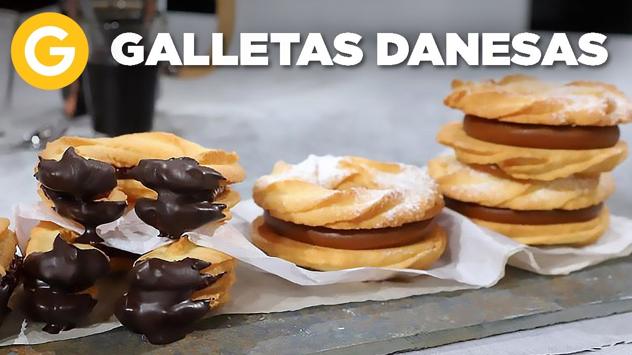 Galletas danesas rellenas de dulce de leche y frambuesa 💛 | El Gourmet