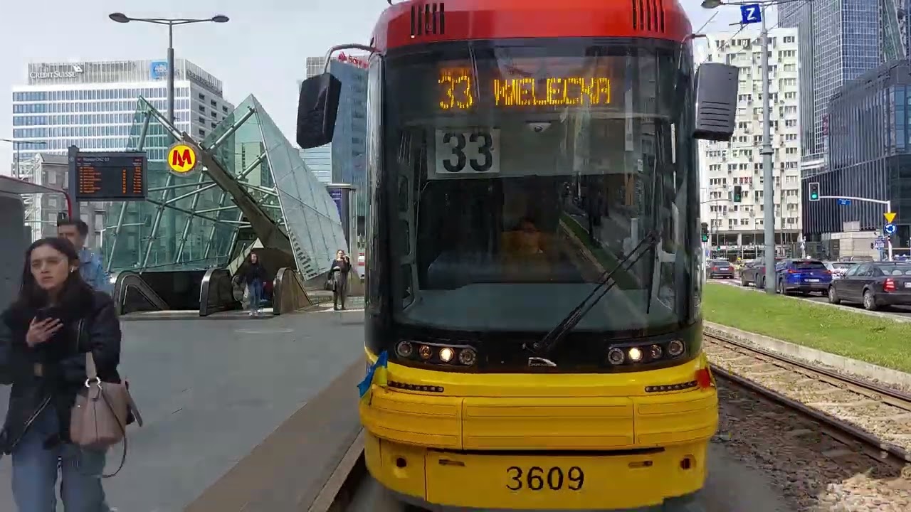 Tramwaj 10 Os. Górczewska - Wyścigi Warszawa, Warsaw, Poland. 4k rewers 400% speed.