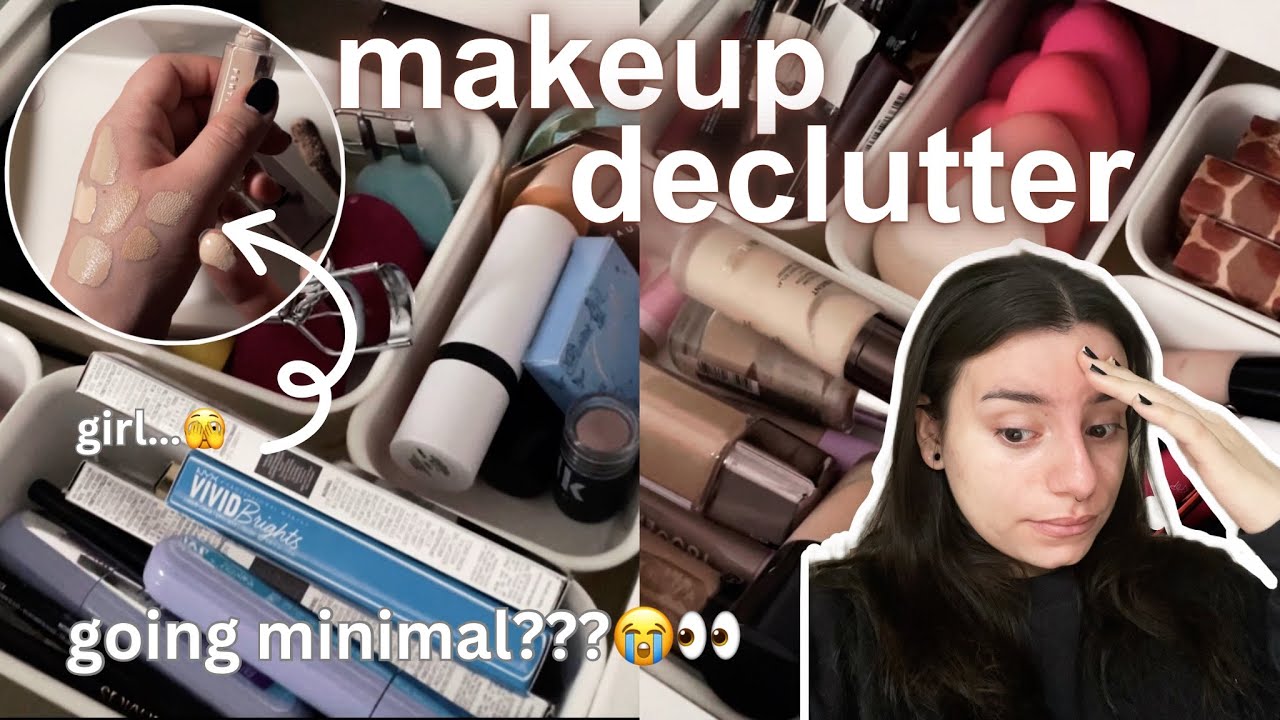 getting rid of half my makeup collection 🥲 | makeup declutter 2025