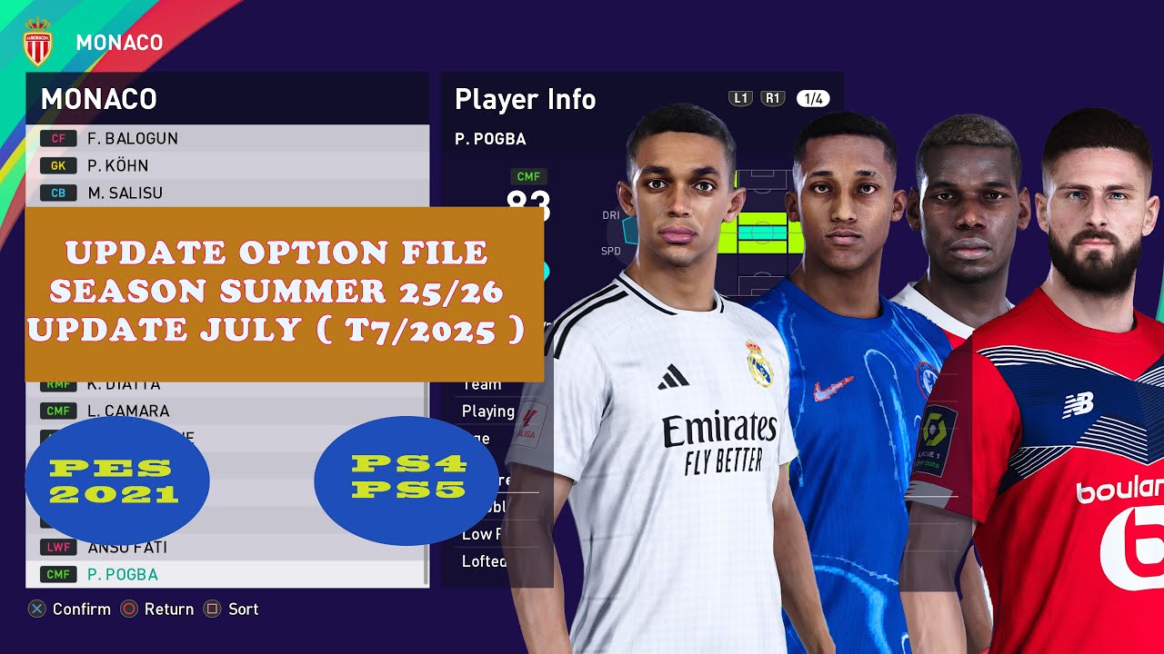 [ PS4 - PS5 ] OPTION FILE PES 2021 PS4 UPDATE JULY 2025 SUMMER SEASON 25/26