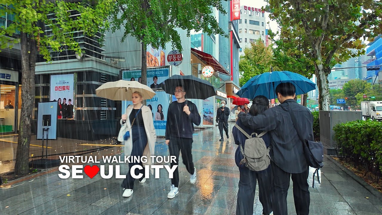 비 내리는 오후 다운타운 서울 거리 도심풍경 - 종로 거리, 광화문 주변 도심산책, Seoul, South Korea, Travel, 4K