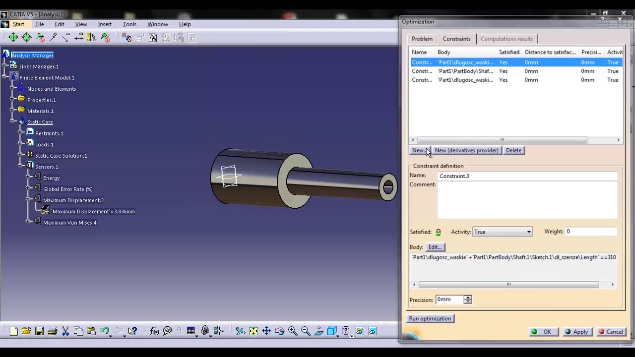 PRODUCT ENGINEERING OPTIMIZATION Catia V5 przykład optymalizacji