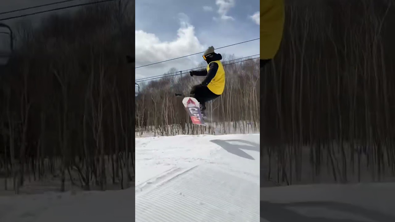 フロントサイド360ノーズグラブ🐽#snowboard #snowboarding #fs360 #フロントサイド360 #グラブ #ノーズ #キッカー #capita #doa