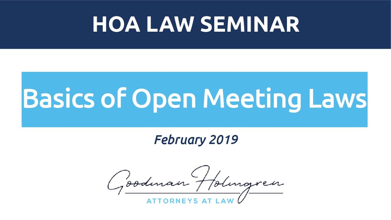 Open Meeting Laws - The Basics