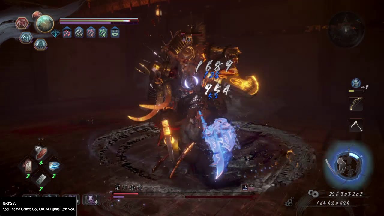 《仁王2》柴田勝家 四周目 薙刀鐮 無傷（難行石+9/套用等級/薙刀鐮推廣系列）