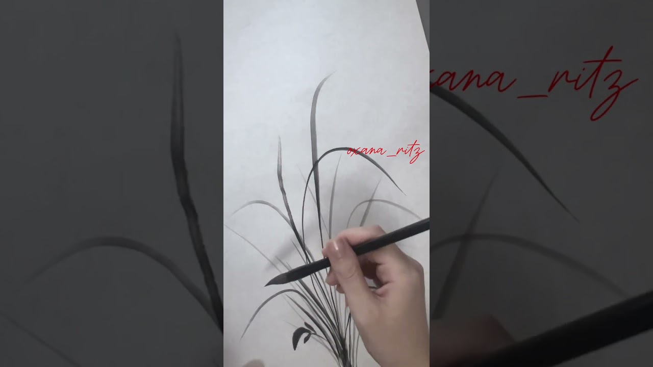 Japanese traditional ink | Sumie | Suibokuga | Orchid