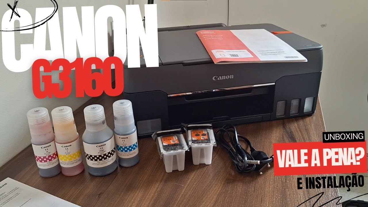 COMPREI A IMPRESSORA CANON G3160 - UNBOXING + INSTALAÇÃO #canong3160 #impressora