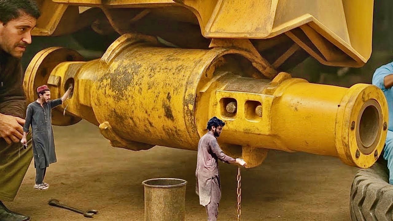 Caterpillar 966F Loader Rear Gear Fully Repaired | Both Old Tires Replaced by Pakistani Mechanics 
