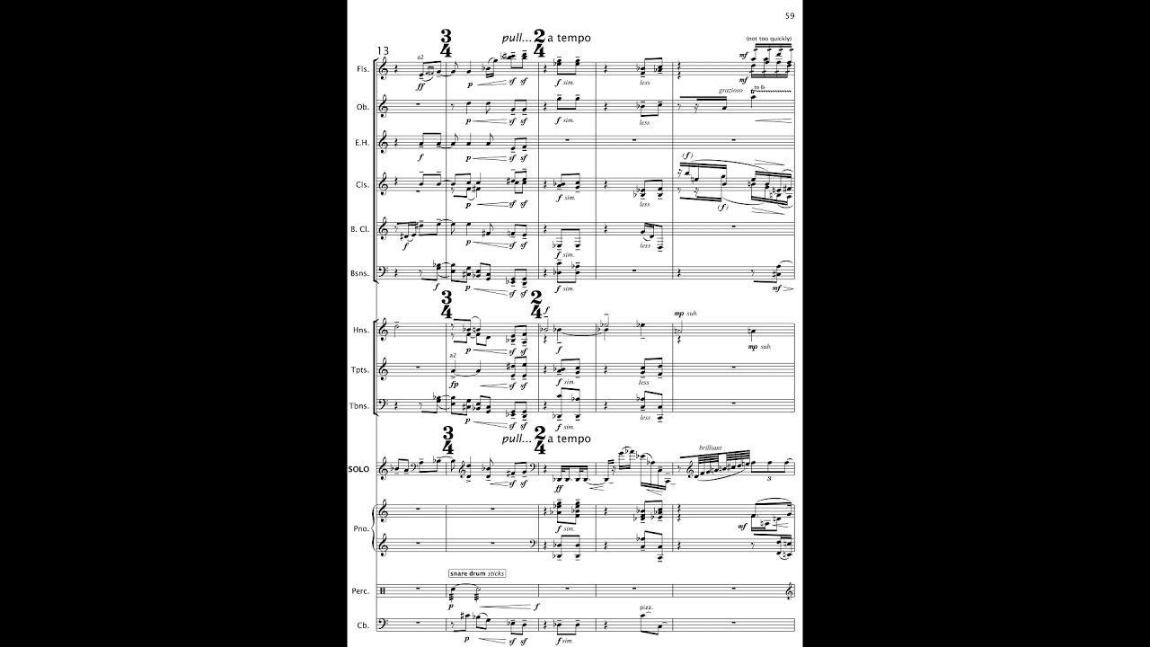 Carter Pann - The High Songs for Amplified 'Cello and Chamber Winds (2015) [Score-Video]