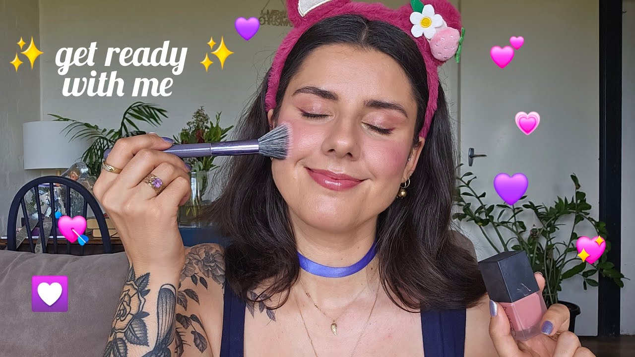 ASMR get ready with me 💕💜 (doing a pinky/purply makeup look)