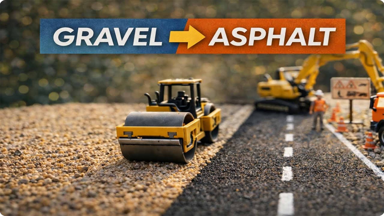 Mini Road Build (1:24) | Trench + Pipe + Asphalt | Satisfying ASMR