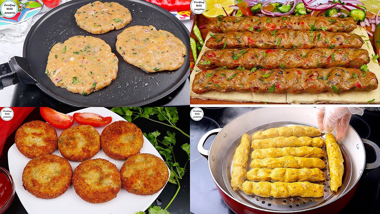Chicken Seekh Kabab, New Turkish Kebab, Beef Cheese Patty Kebab, Aloo Chicken Kebab/ Cutlets, Adana