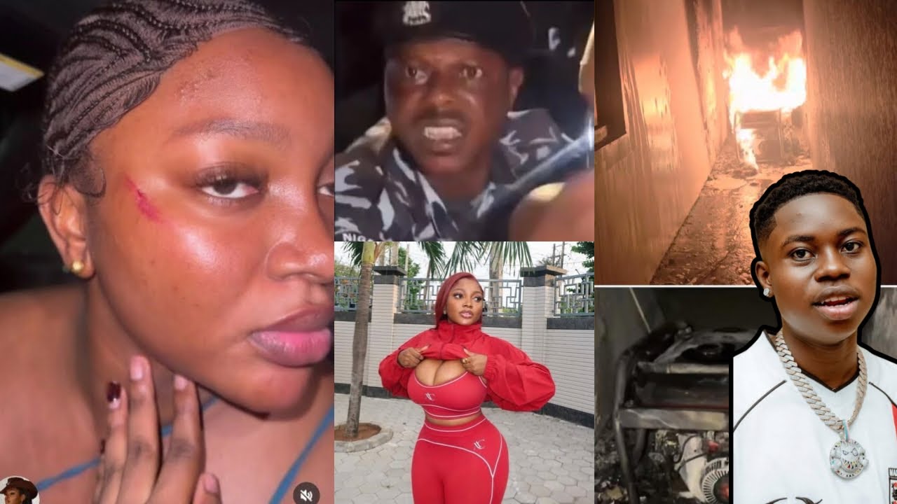 Police Slap Papaya Ex / Peller House on fire in Lagos Nigeria 