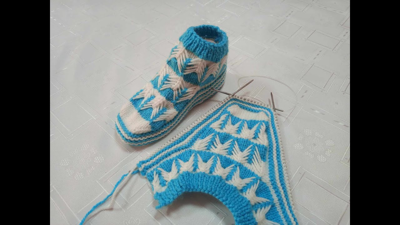 Плетени Терлици #126 (Knitted Slippers) (Тапочки спицами) (Patik) (Pantufas passo a passo)