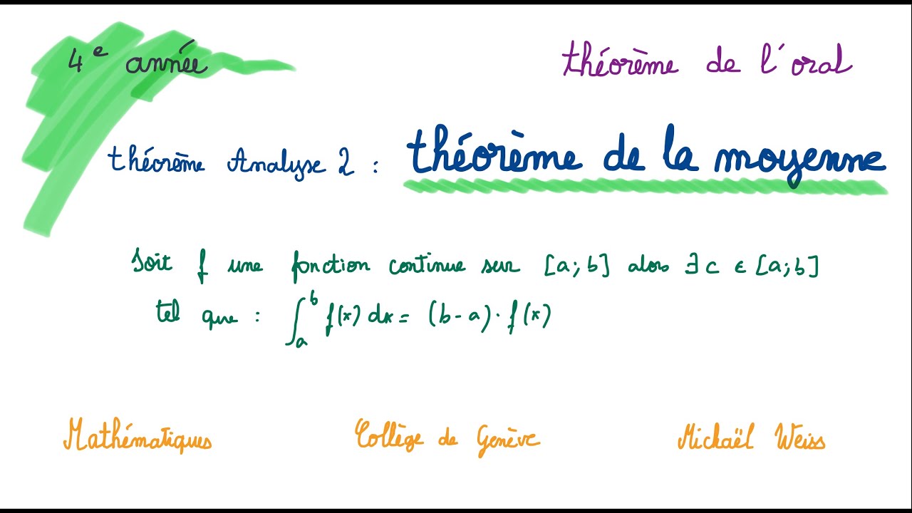 4e - thm AN 2 - théorème de la moyenne
