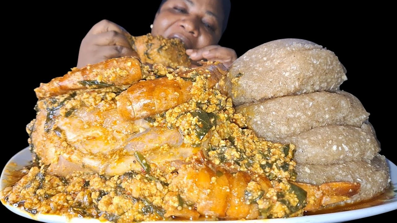 African food mukbang fufu with egusi soup (ASMR mukbang)