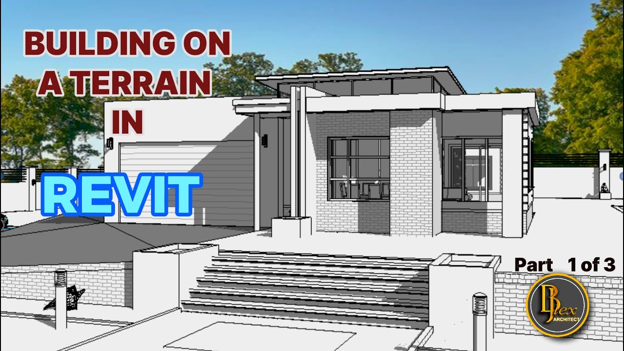 Residential building on a terrain using Revit 01