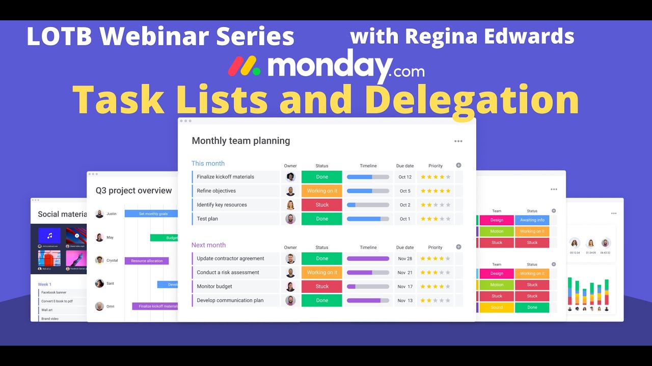 Monday.com Regina's Task Lists and Delegation