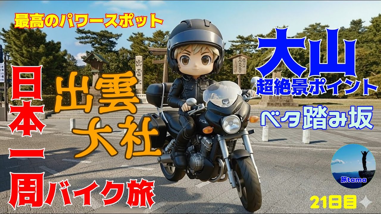 【日本一周バイク旅】パワースポット出雲大社から絶景の大山の大パノラマ！21日目