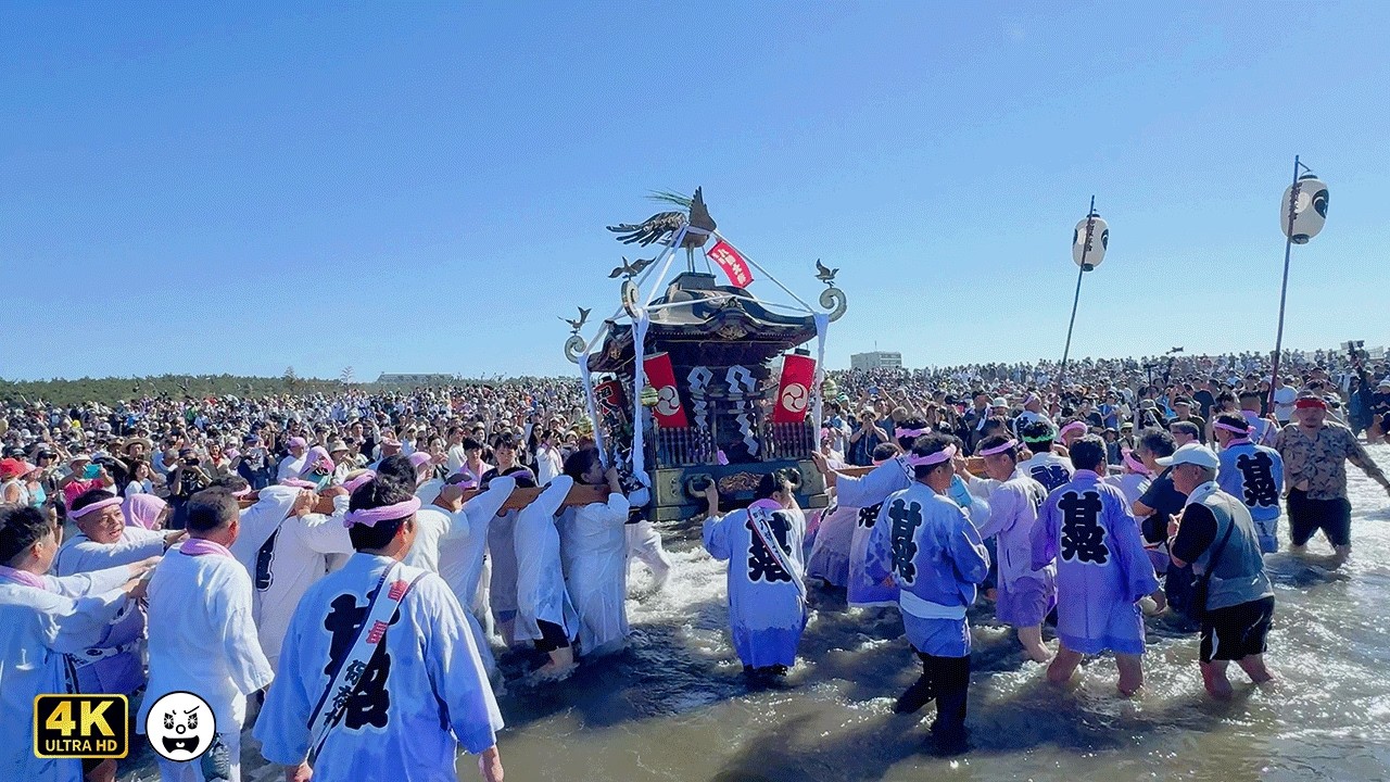 浜降祭　海に神輿が次々に突っ込む！波と格闘する臨場感 !!!　茅ヶ崎サザンビーチ