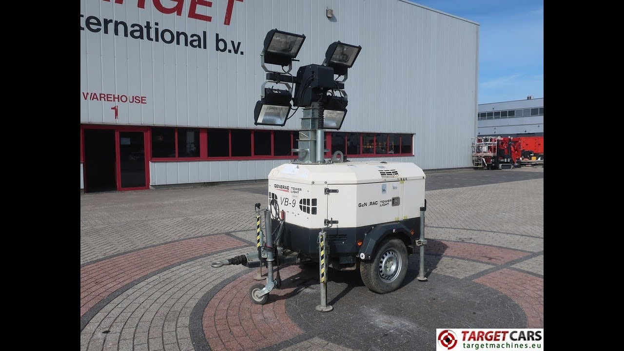 779920 GENERAC TOWERLIGHT VB9 ECO VB-9 LIGHTNING TOWER 4x400W W/GENERATOR 5KVA 2015 2813HRS
