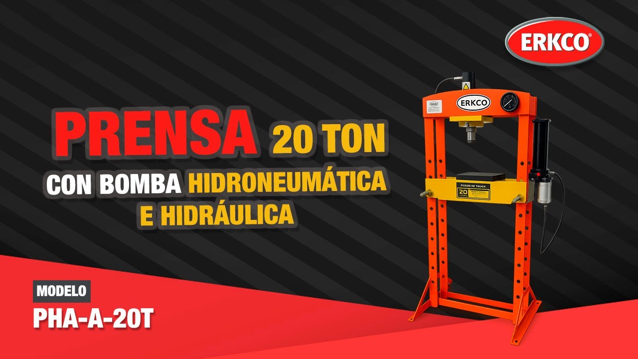 Conoce la Prensa de 20 Toneladas con bomba Hidroneum&aacute;tica e Hidr&aacute;ulica ⚡ ERKCO