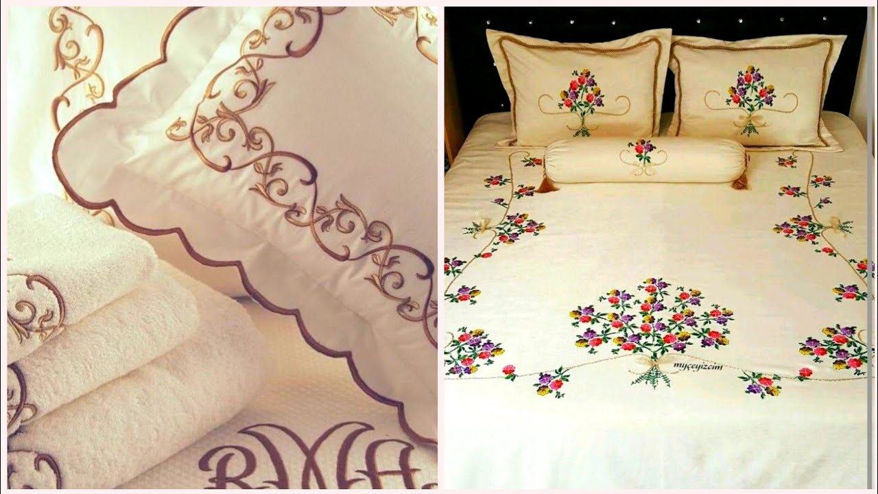 Top Class Hand Embroidered Bedsheets Collection //Hand Embroidery Pattern For Bedsheets