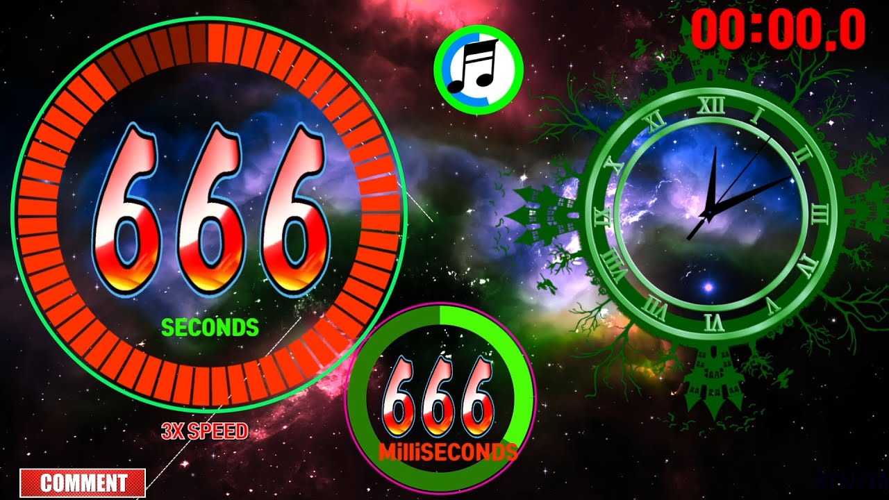 [Speed 3x] 2Circle 666.666 Seconds countdown Timer alarm🔔