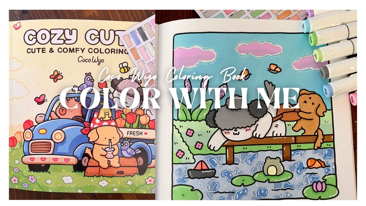 Color With Me ASMR |Coco Wyo Coloring Book | Cozy Cuties| Adult Coloring Book
