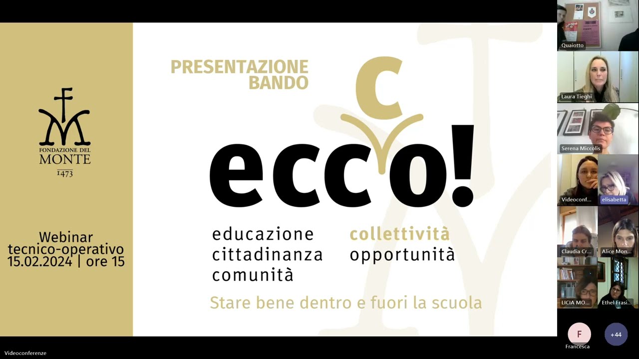 Webinar tecnico operativo 'Bando ECCCO! Stare bene dentro e fuori la scuola'